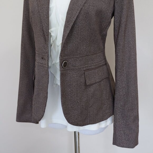 NEW YORK & CO Size 0 Brown Suit Jacket Blazer Career Office - Picture 3 of 10